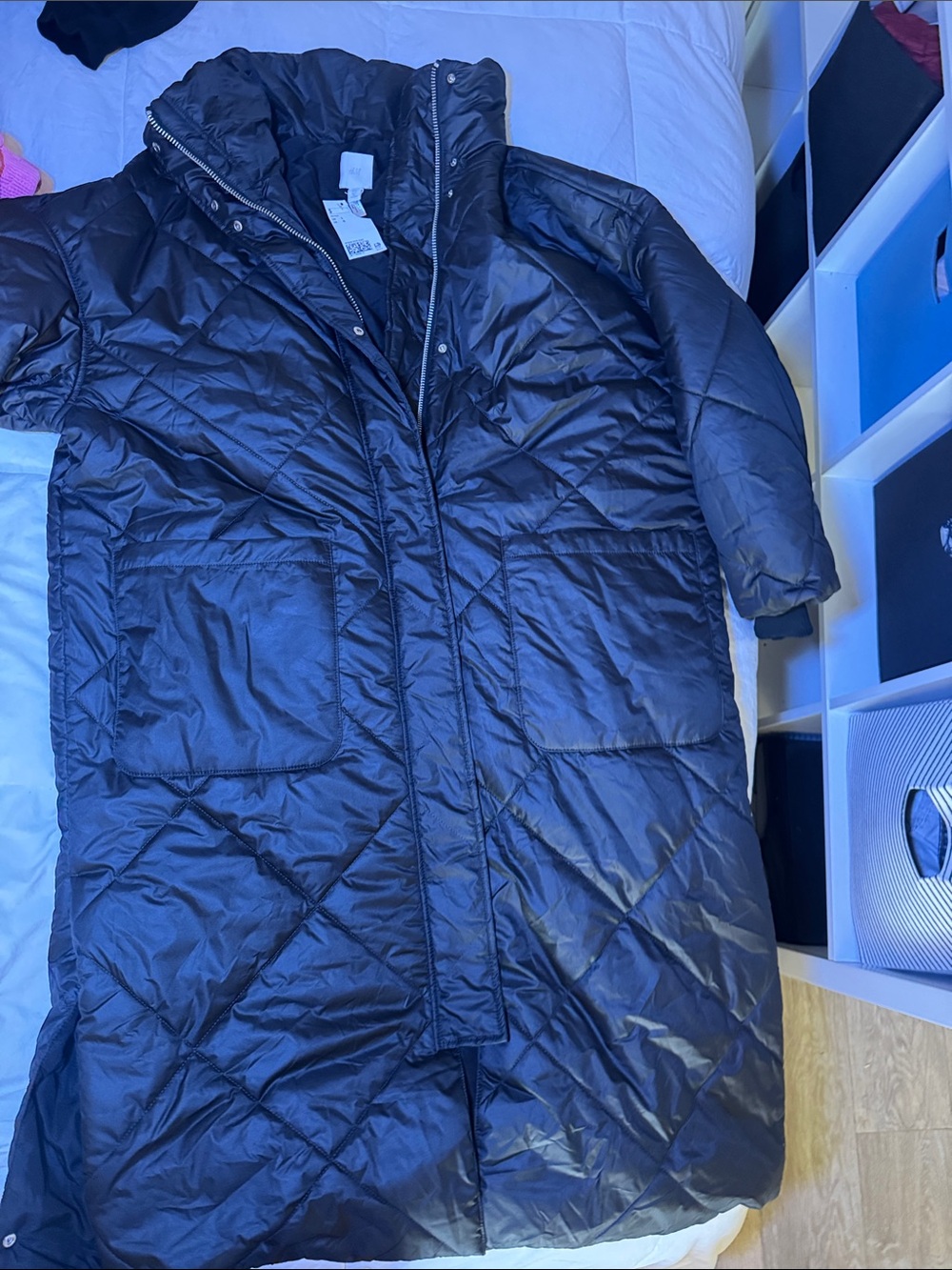 H&M Long Black Quilted Puffer Coat